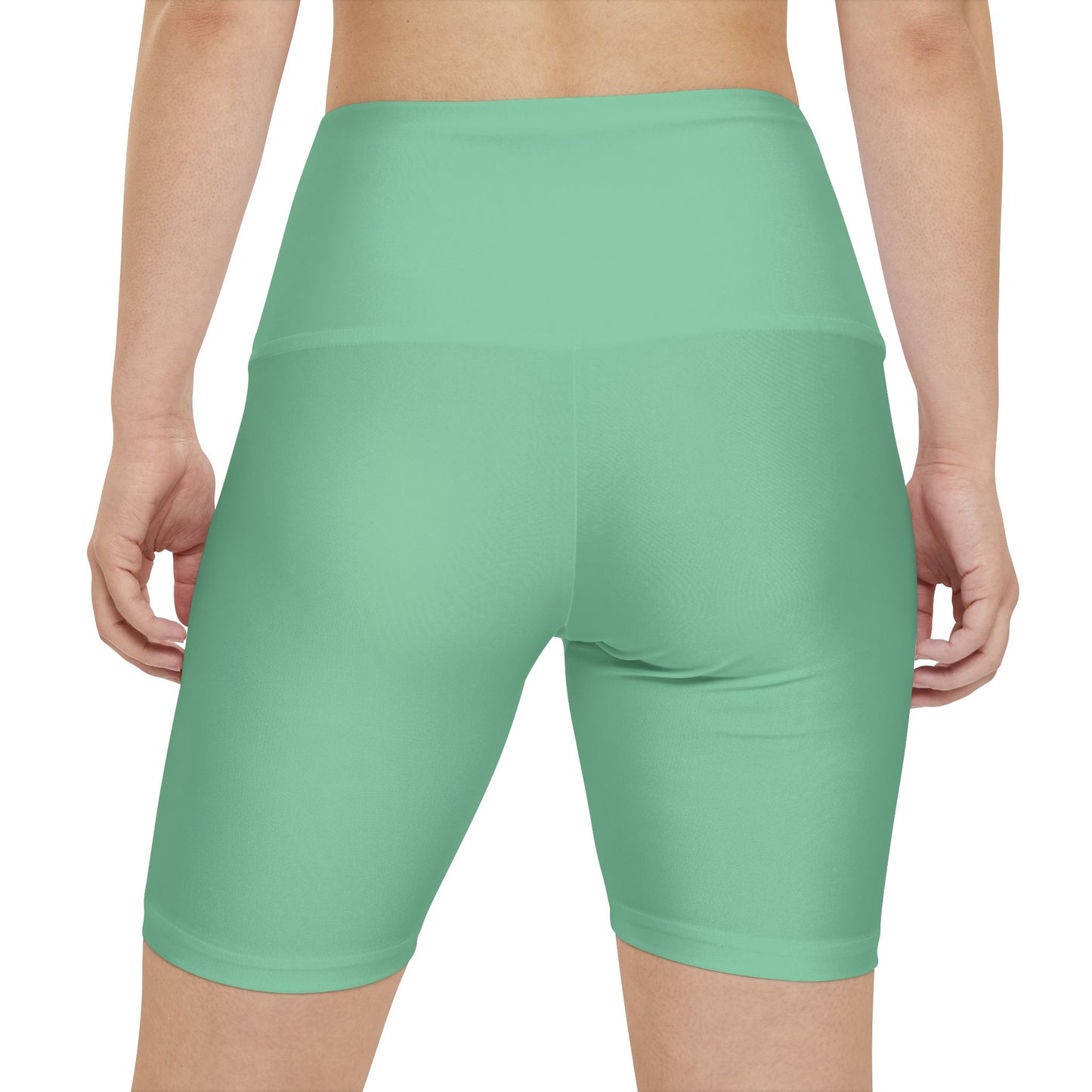 Muted Seaweed Green Women's Mint High-Waist Workout Shorts - Biker Athletic Yoga Gym Activewear