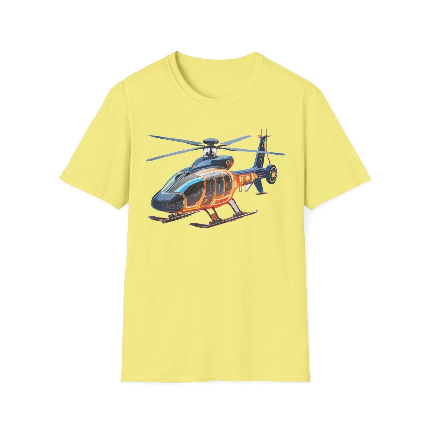 Unisex Helicopter Graphic T Shirt Softstyle 64000 Short Sleeve Chopper Tee For Everyday Comfort