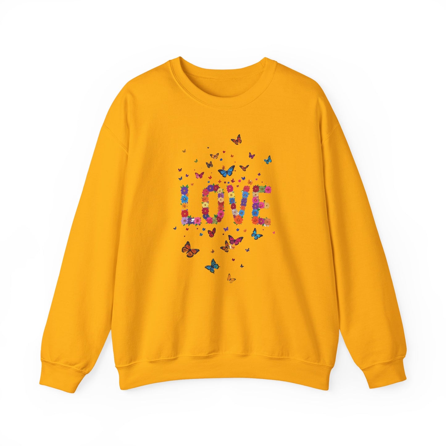 Unisex Floral Love Sweatshirt, Love Floral Sweatshirt, Floral Butterfly Sweatshirt, 50/50 Cotton-Poly Valentine's Day Sweatshirt 06
