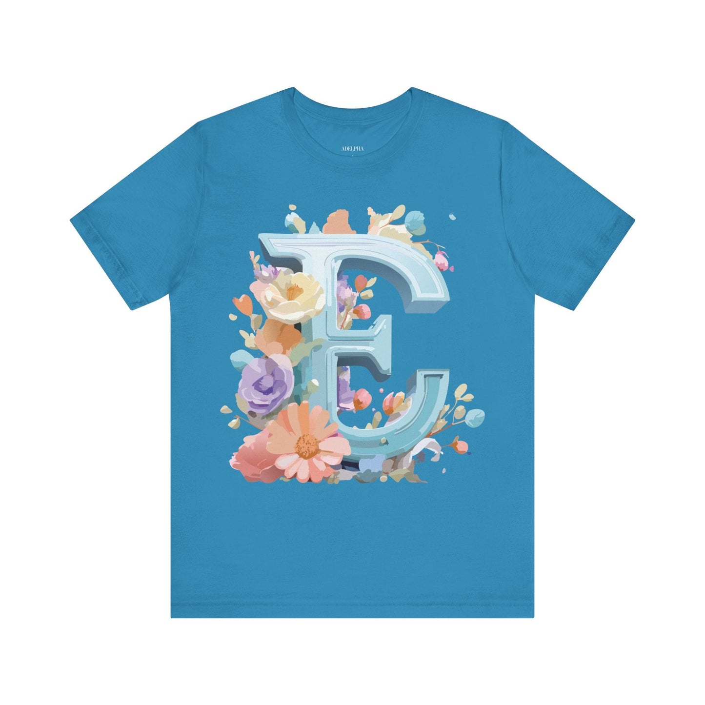 Letter E Graphic Tee Unisex Vintage Inspired Art Design Adelpha Short Sleeve Shirt