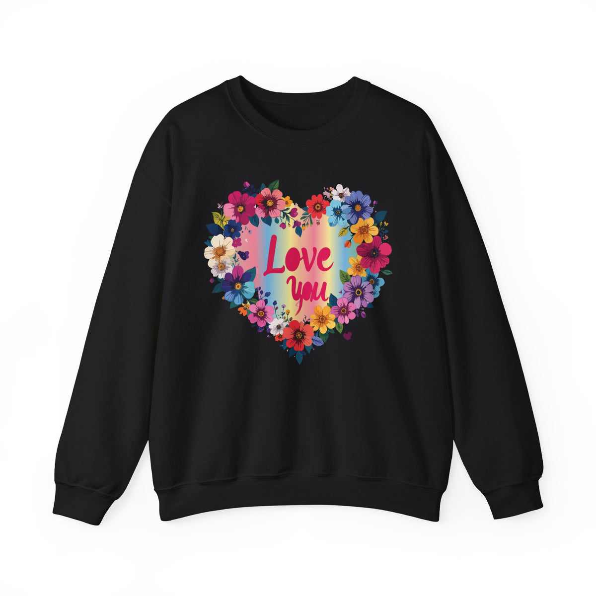 Floral Love Graphic Valentine's Day Sweatshirt Unisex 50/50 Cotton-Poly Sweatshirt w66