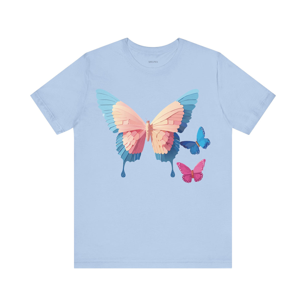 Butterfly Graphic Unisex Cotton Bella+Canvas Tee with Floral Art Design m04
