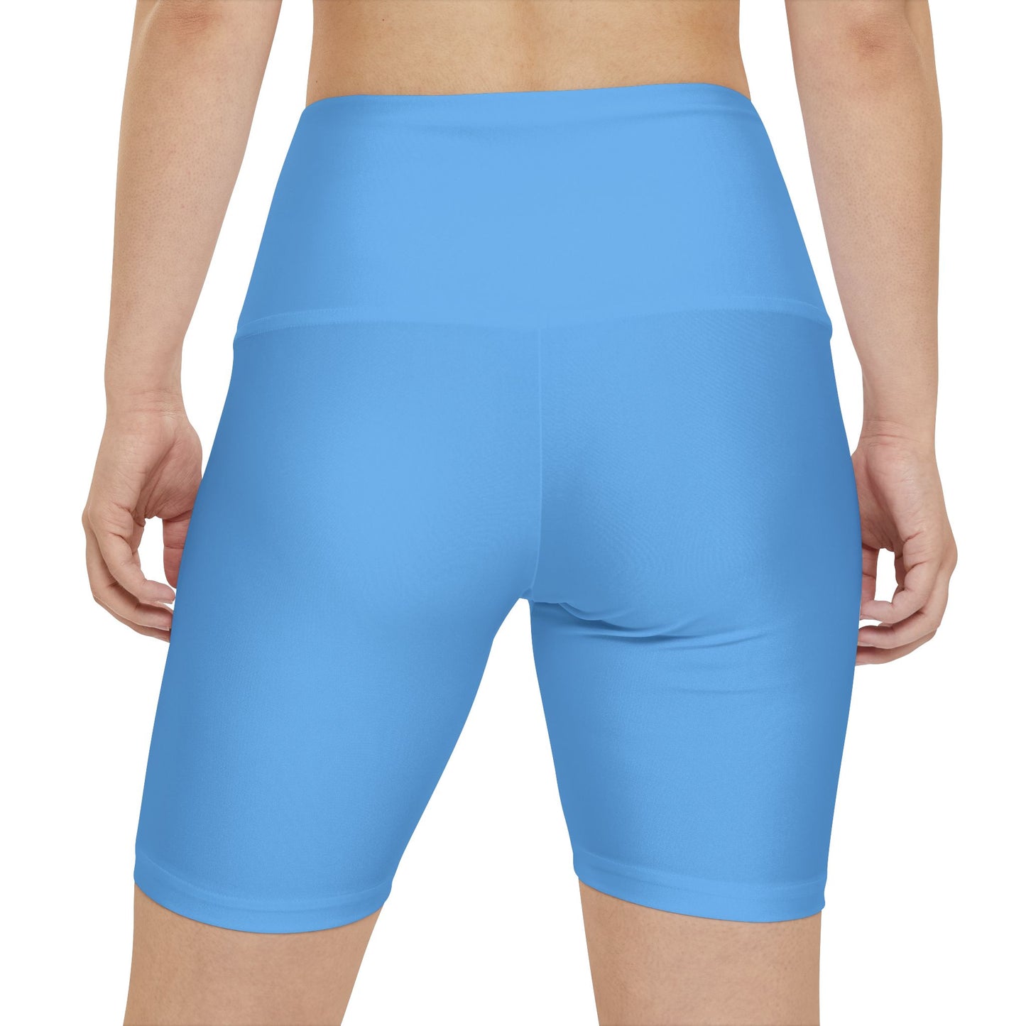 Ice Sky Blue Women's Workout Shorts — Solid High-Waist Biker Shorts for Exercise & Everyday Wear