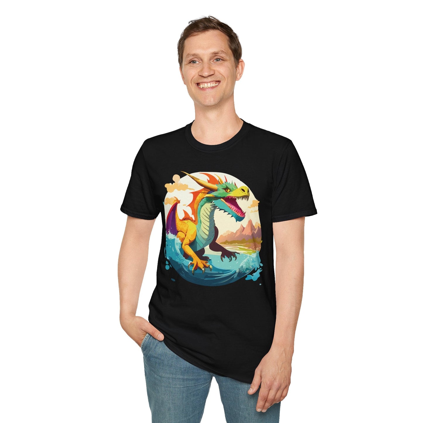 Dragon T Shirt Unisex Animal Print Dragon Shirt Gildan Softstyle Cotton Tee 64000