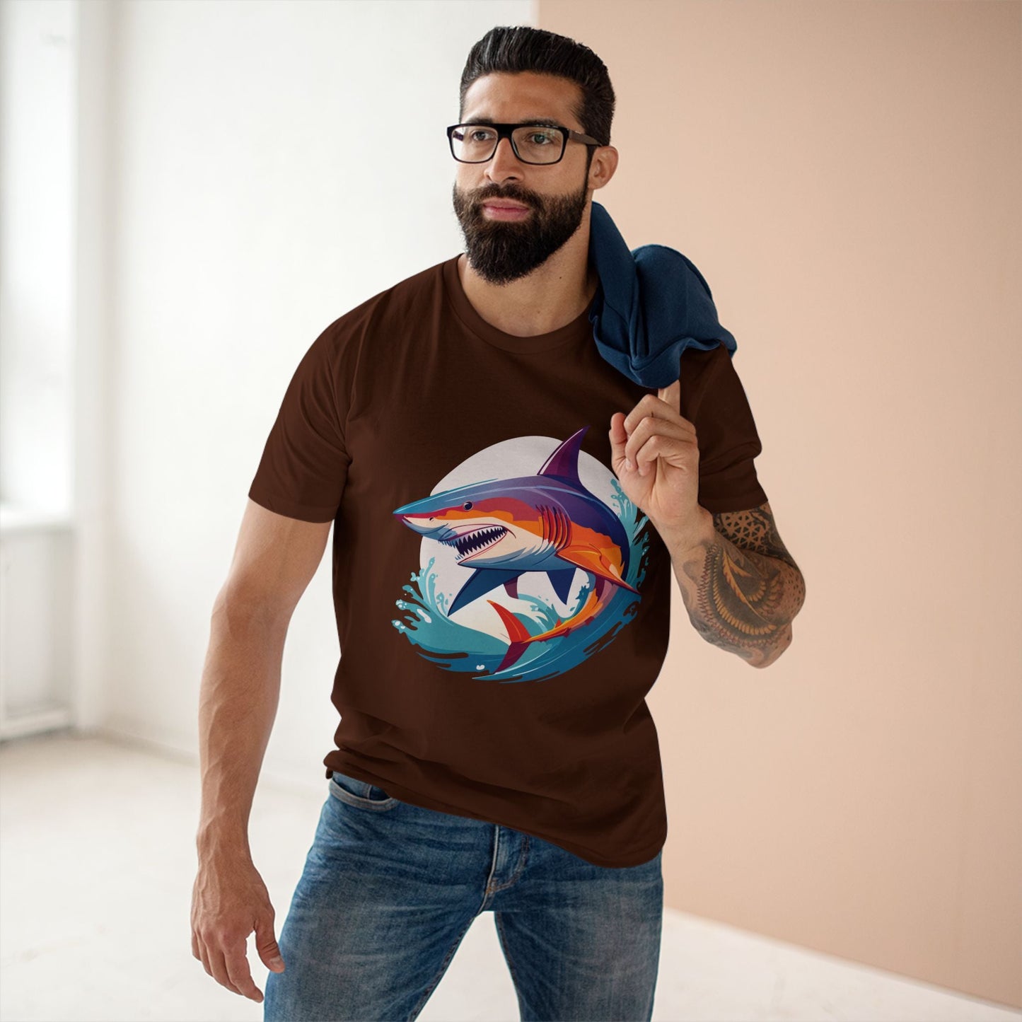 Shark Animals Shirt Unisex Premium Cotton Tee With Original Art Design From Retro2Nova Art Collection