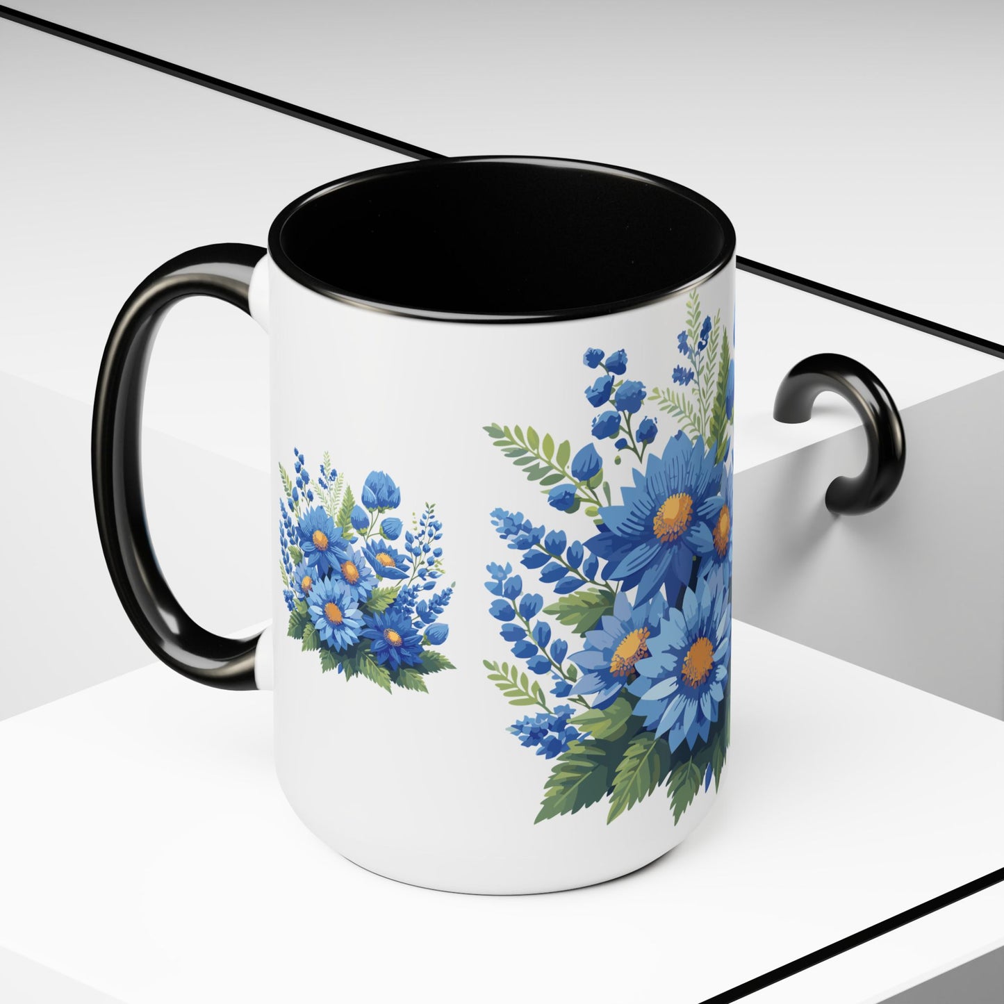 Two-Tone Coffee Mug with flowers