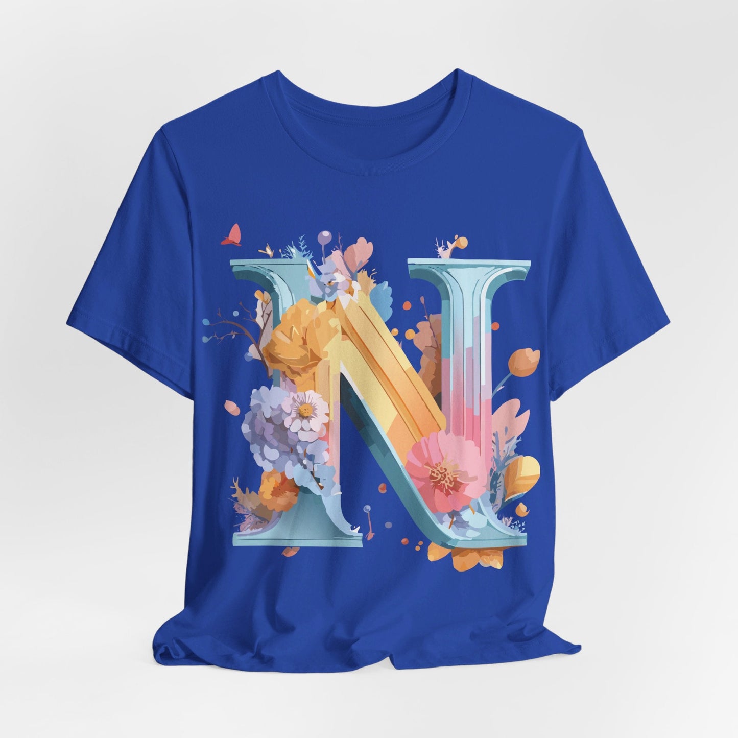 Letter N Shirt Unisex Graphic Tee With Vintage Inspired Artwork By Adelpha Premium Jersey