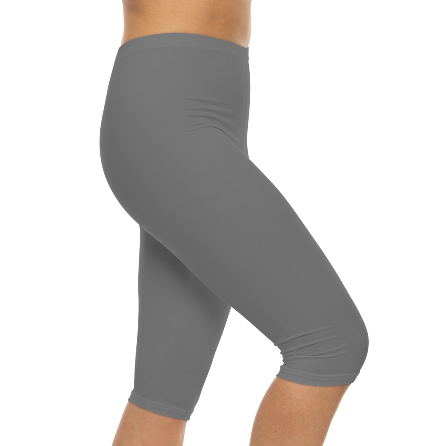 Grey Color Women's Brushed Suede Poly Span Casual Capri Leggings XS-2XL