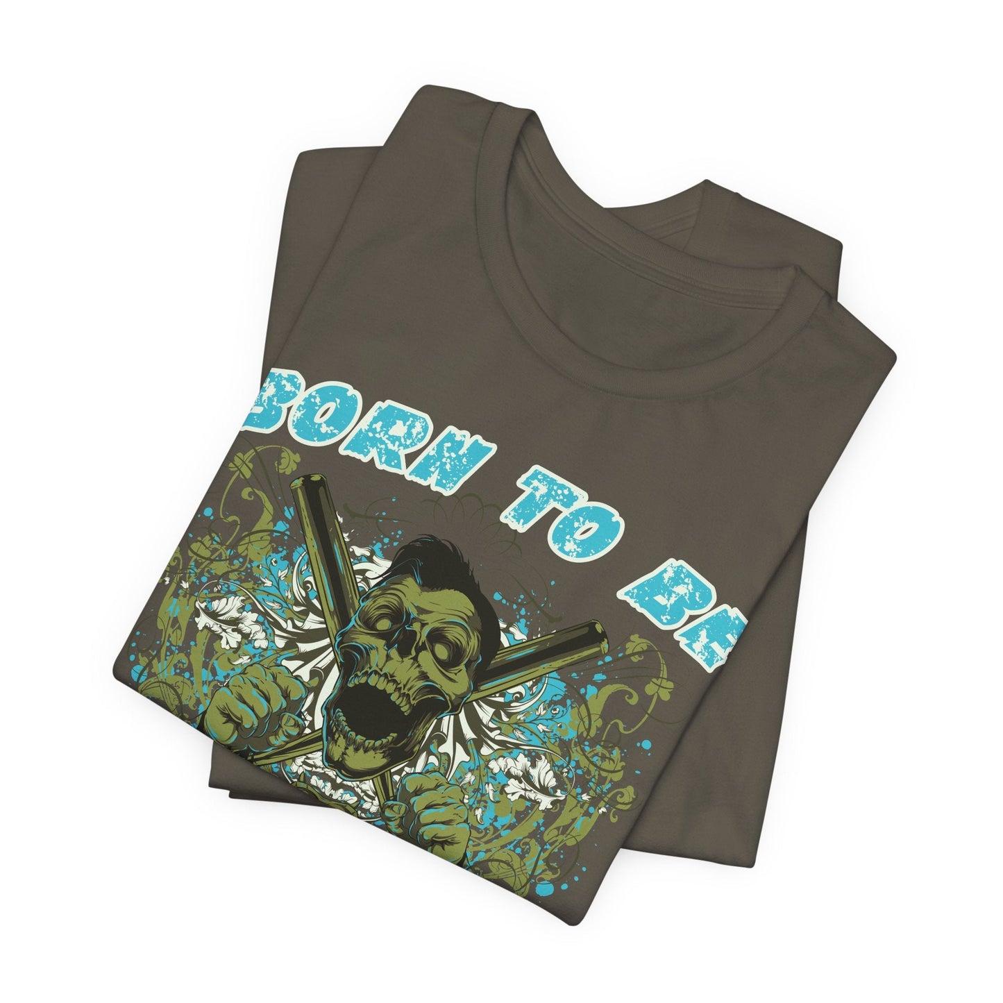 Born To Be Cage Fighter Tee Skull Crossed Knives Graphic T-Shirt