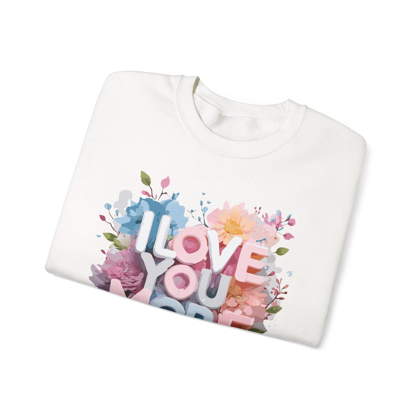 Floral Love Sweatshirt Unisex Heavy Blend Crewneck Valentines Day 50 50 Cotton Polyester Gildan 18000
