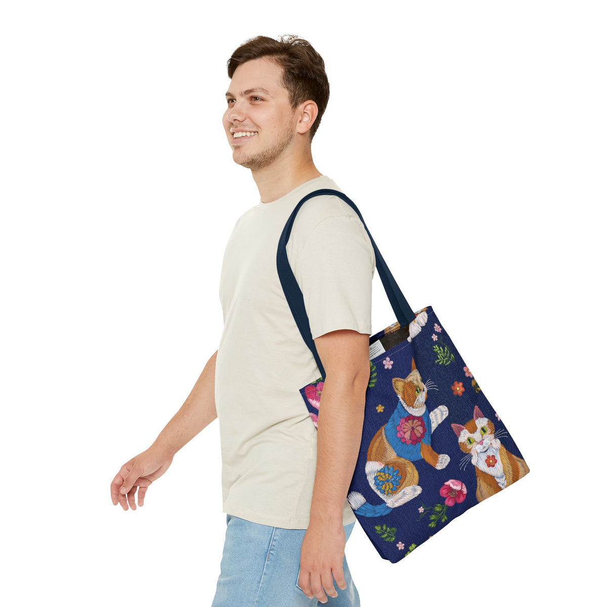 Denim Fabric Imitation Print Unisex Canvas Bag Poly Spun 3 Sizes Tote Bag 190-10
