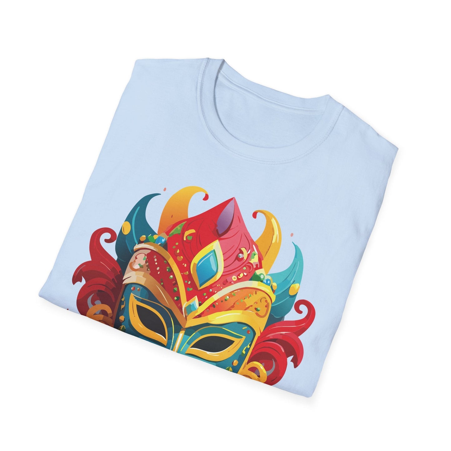 Unisex Mask Tee Shirt Gildan Softstyle 64000 Ring Spun Cotton Breathable Masquerade Design