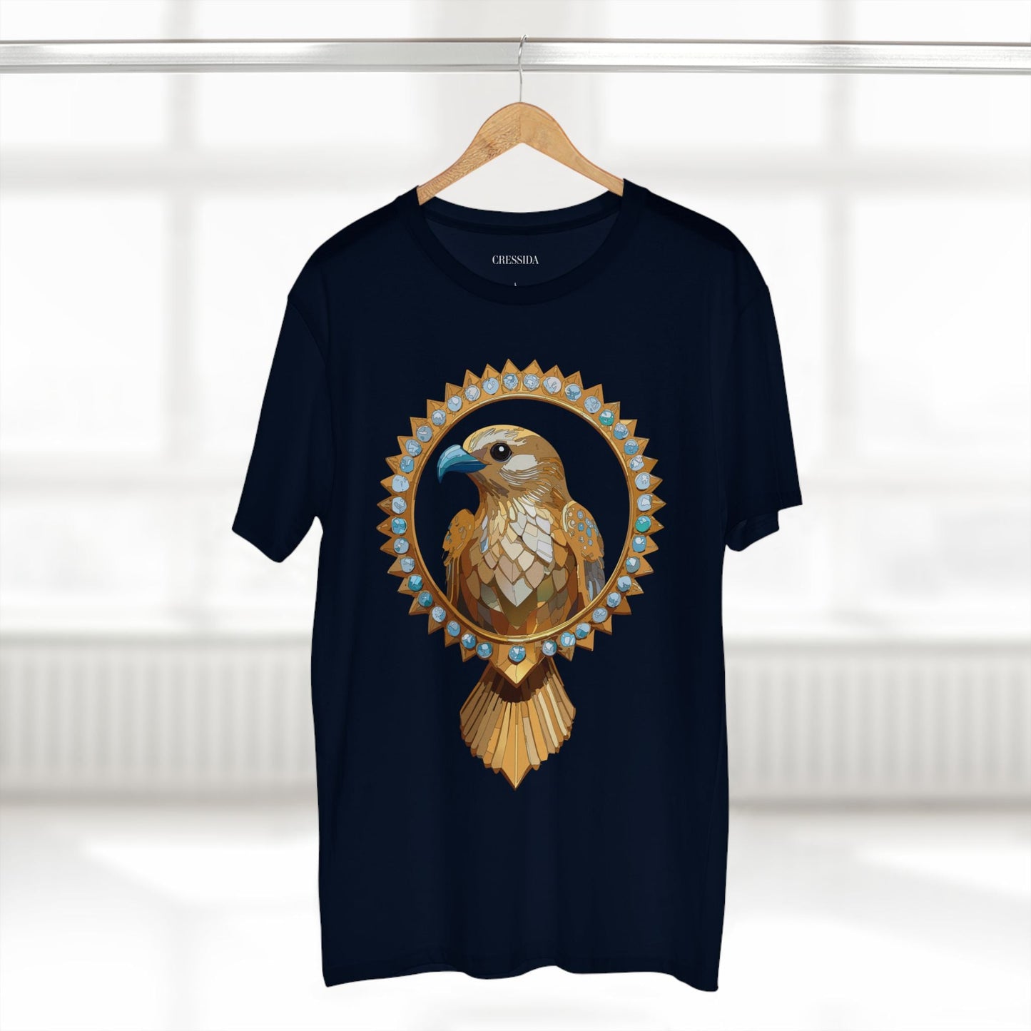 Bird Graphic Unisex 100 Cotton Tee With Unique Animal Golden Medallion Art Design 18