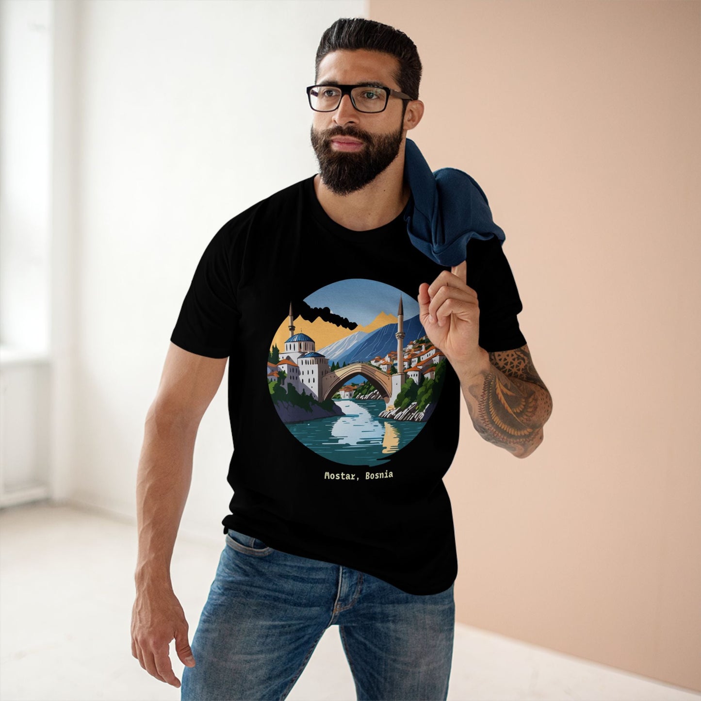 Bosnia Travel Shirt Unisex Premium Cotton Tee With Original Art Design Retro2Nova TT 48