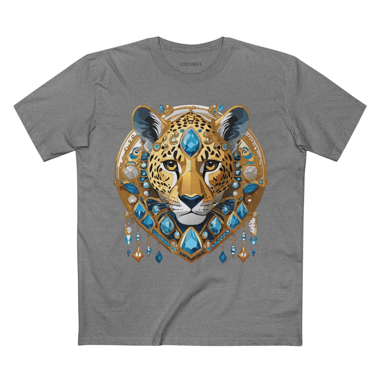 Cheetah Graphic Unisex 100 Cotton Tee With Unique Animal Golden Medallion Art Design 45