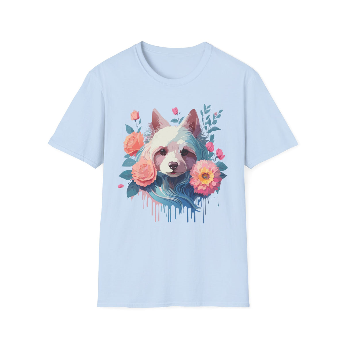 Watercolor Floral Dog Face T-Shirt | Floral Puppy Tee, Cute Pet Portrait Shirt