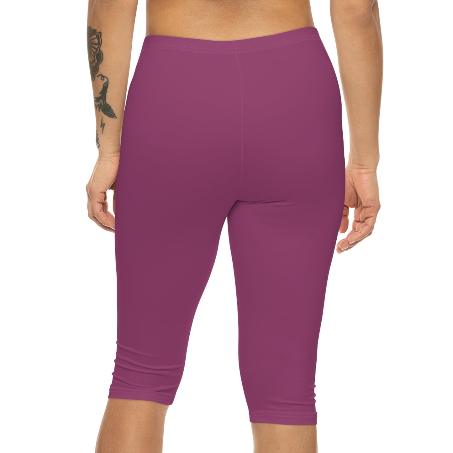 Berry Blush Color Women's Brushed Suede Poly Span Casual Capri Leggings XS-2XL