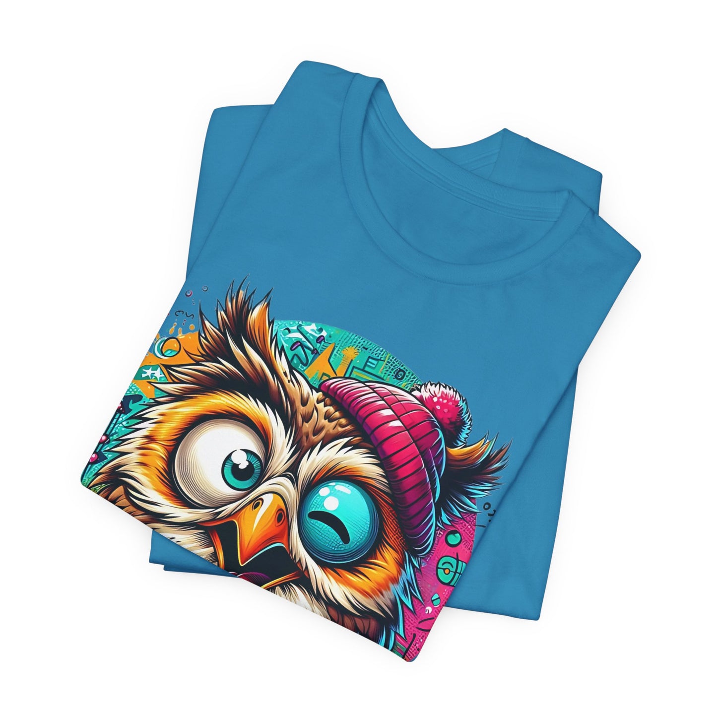 Colorful Owl Graphic Tee, Fun Owl Shirt, Funny Bird Shirt, Cute Cartoon Tees, Animal T-Shirt, Animal Tees, Art Design T-Shirt