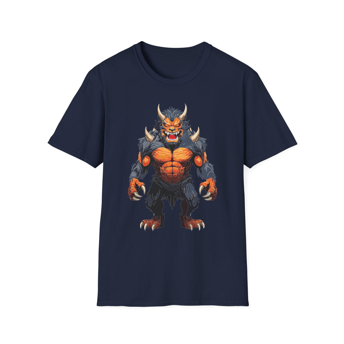 Werewolf Monster T-Shirt — Fierce Fiery Beast Cartoon Graphic Tee Unisex 100 Cotton Gildan T-Shirt