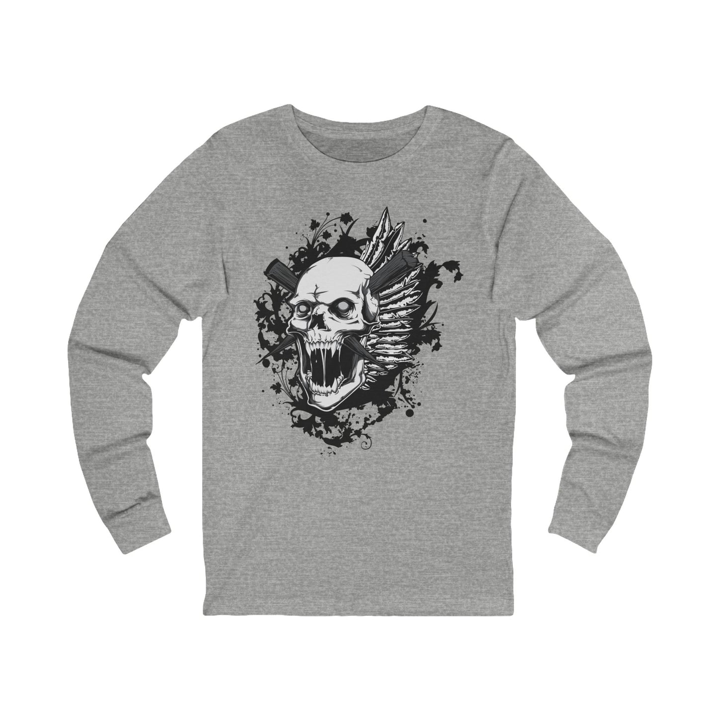 Creepy7 Unisex Skull Long Sleeve Tee, Skull Jersey Shirt, Skeleton T-Shirts with Long Sleeves, Skeleton Art Design Tees
