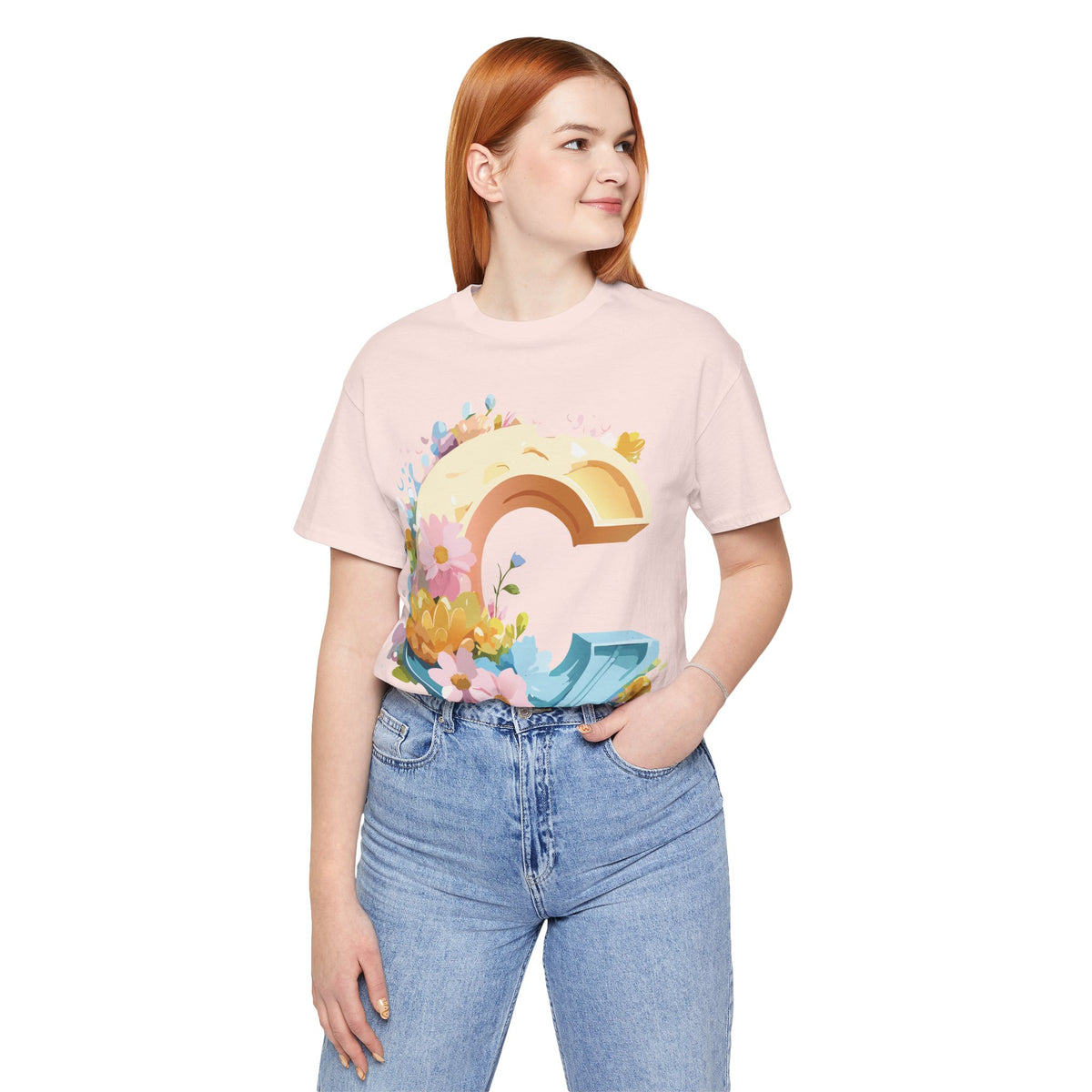 Letter C Graphic Unisex Cotton Bella+Canvas Tee with Art Letter Design
