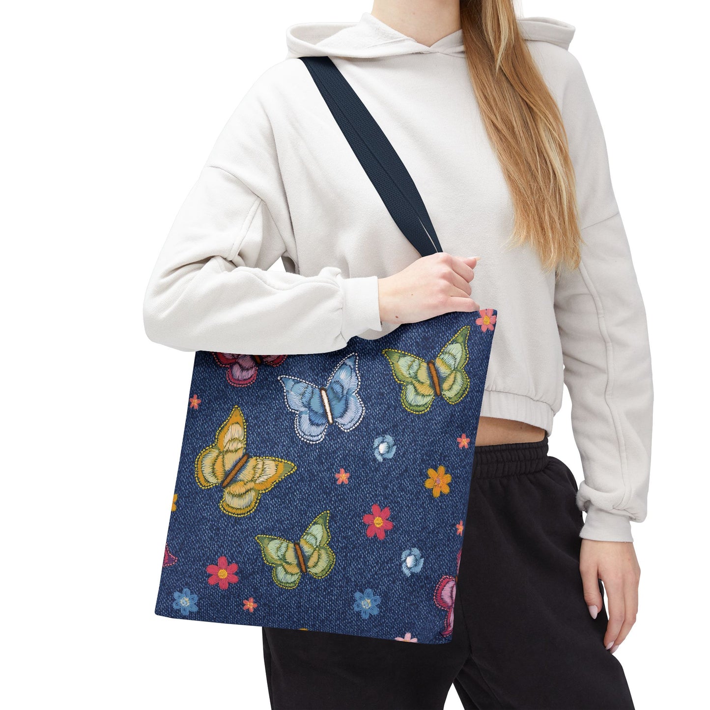 Denim Fabric Imitation Print Unisex Canvas Bag Poly Spun 3 Sizes Tote Bag 166