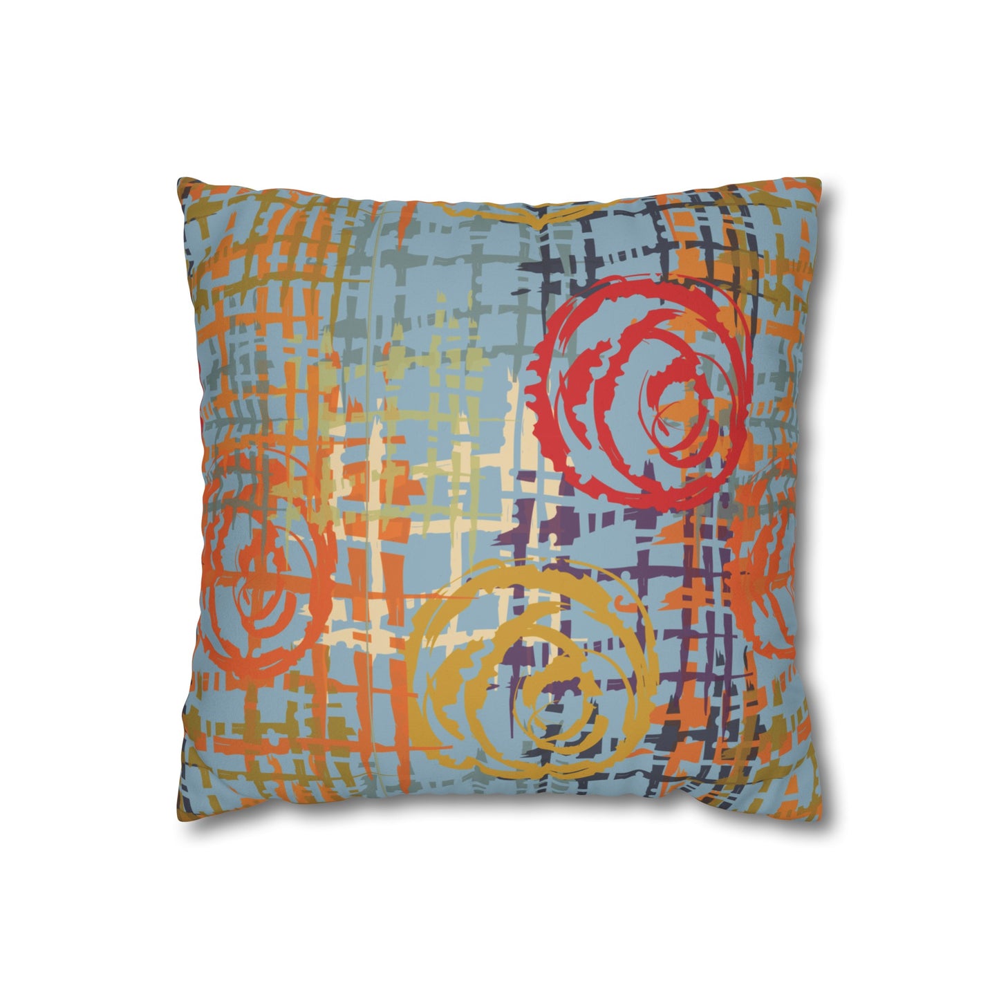 Faux Suede Pillowcase with Abstract print