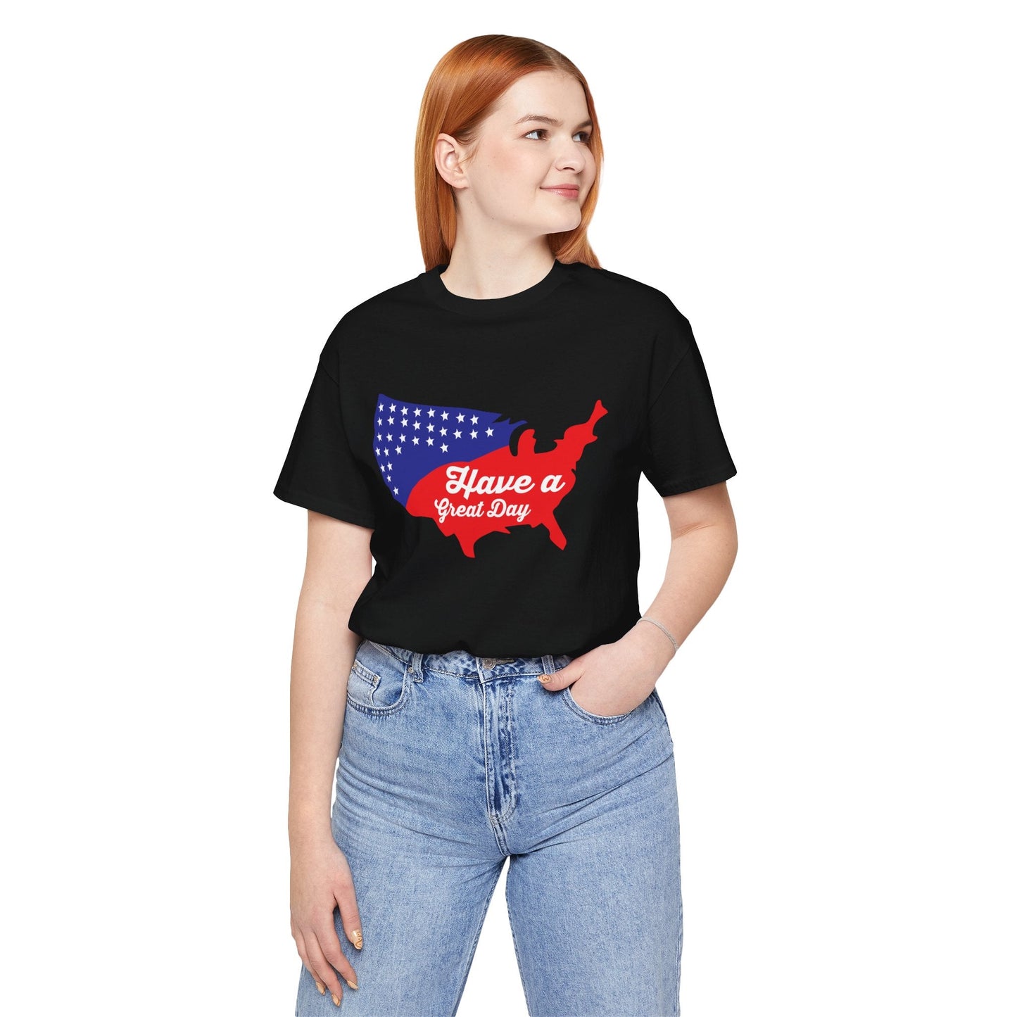 USA Map Patriotic Graphic Unisex Cotton T-Shirt 021