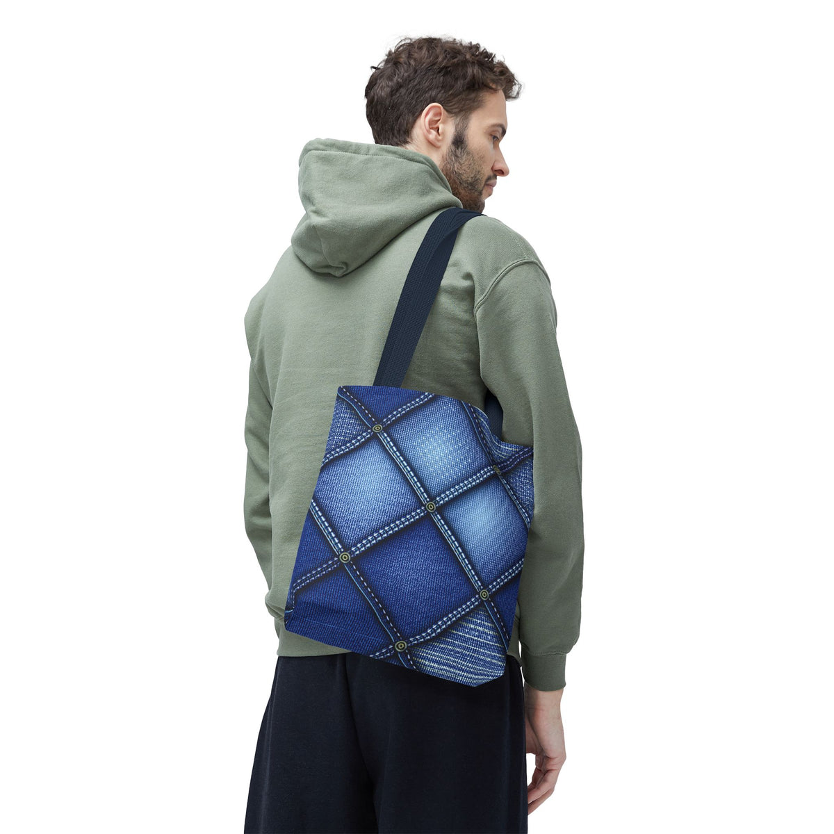 Denim Fabric Imitation Print Unisex Canvas Bag Poly Spun 3 Sizes Tote Bag 115