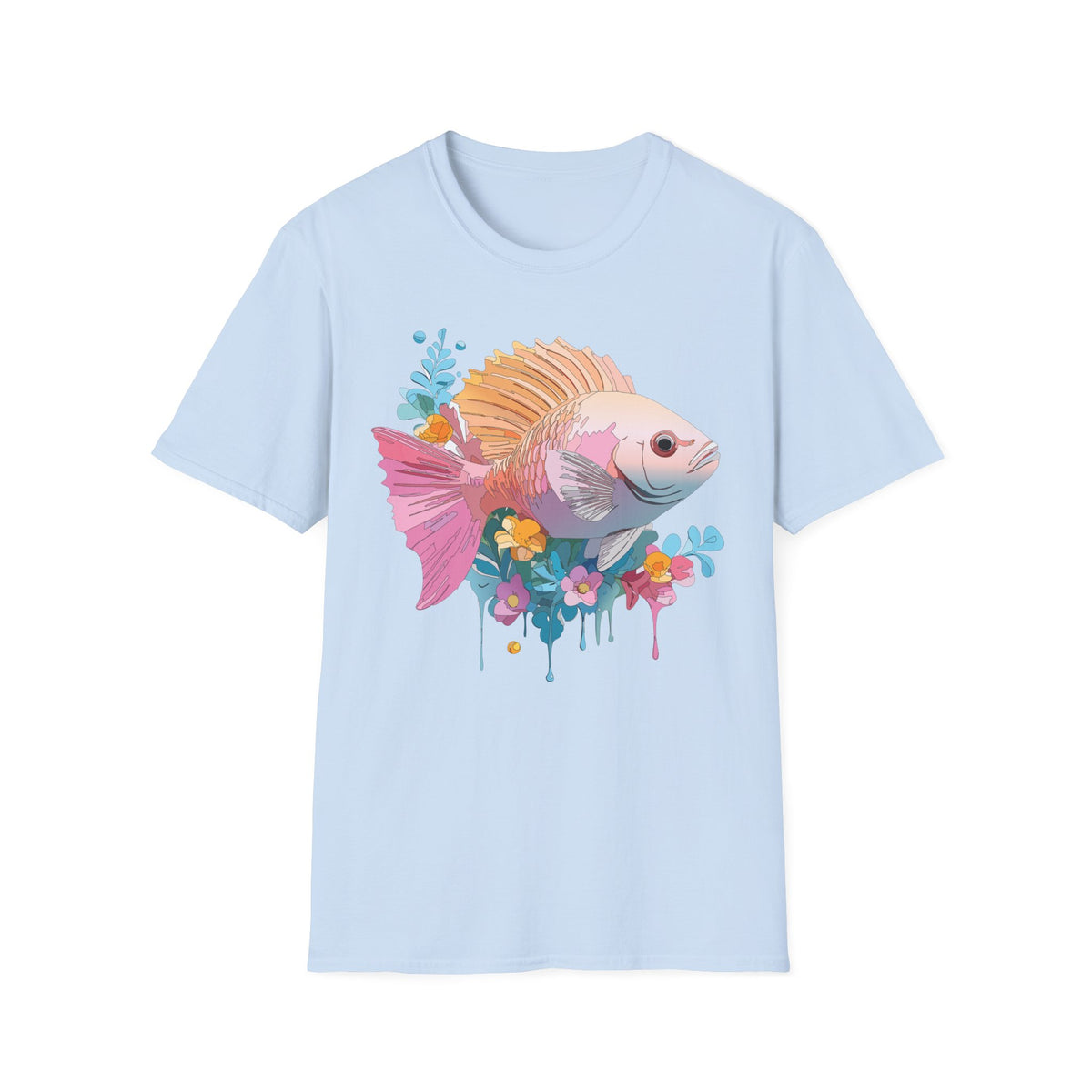 Colorful Tropical Fish T-Shirt | Watercolor Floral Sea Life Tee