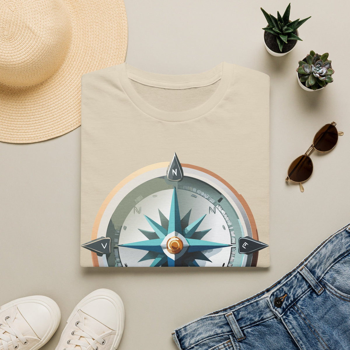 Vintage Compass Tee | Nautical Compass T-Shirt, Adventure Travel Graphic Design Unisex 100 Cotton Gildan T-Shirt