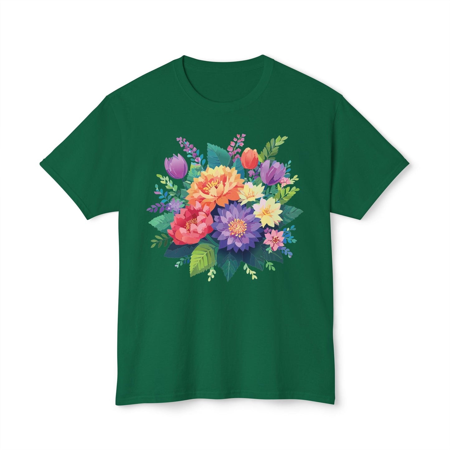 Unisex HD Cotton Art Print T Shirt Floral Design Tee Vintage Flowers Tee Shirt Made in USA