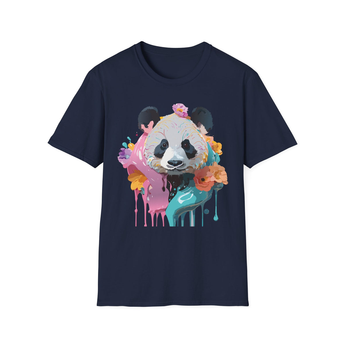 Colorful Floral Panda T-Shirt | Watercolor Drip Animal Art