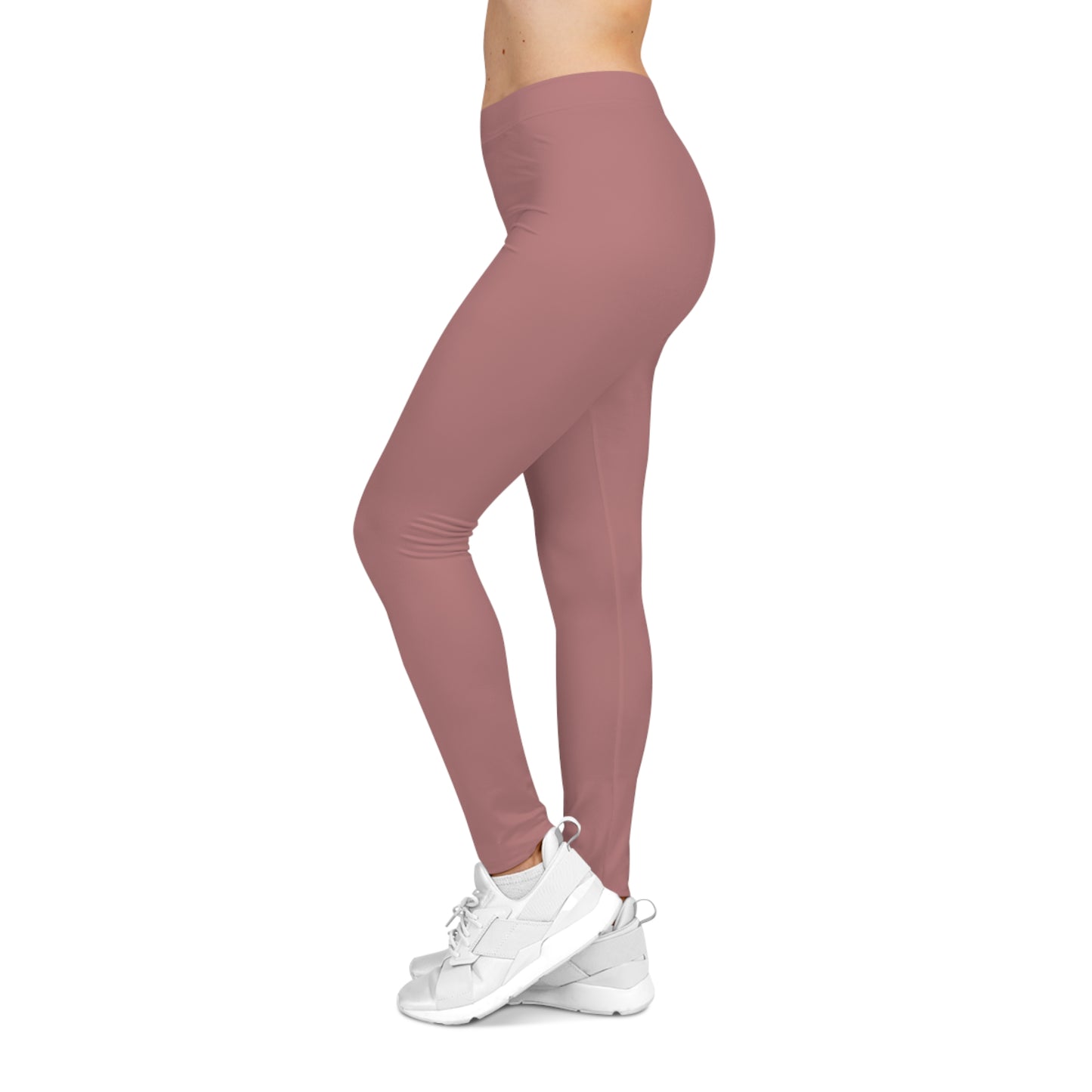 Dusty Rose Coral Color Women's Poly-Span Casual Leggings XS-2XL