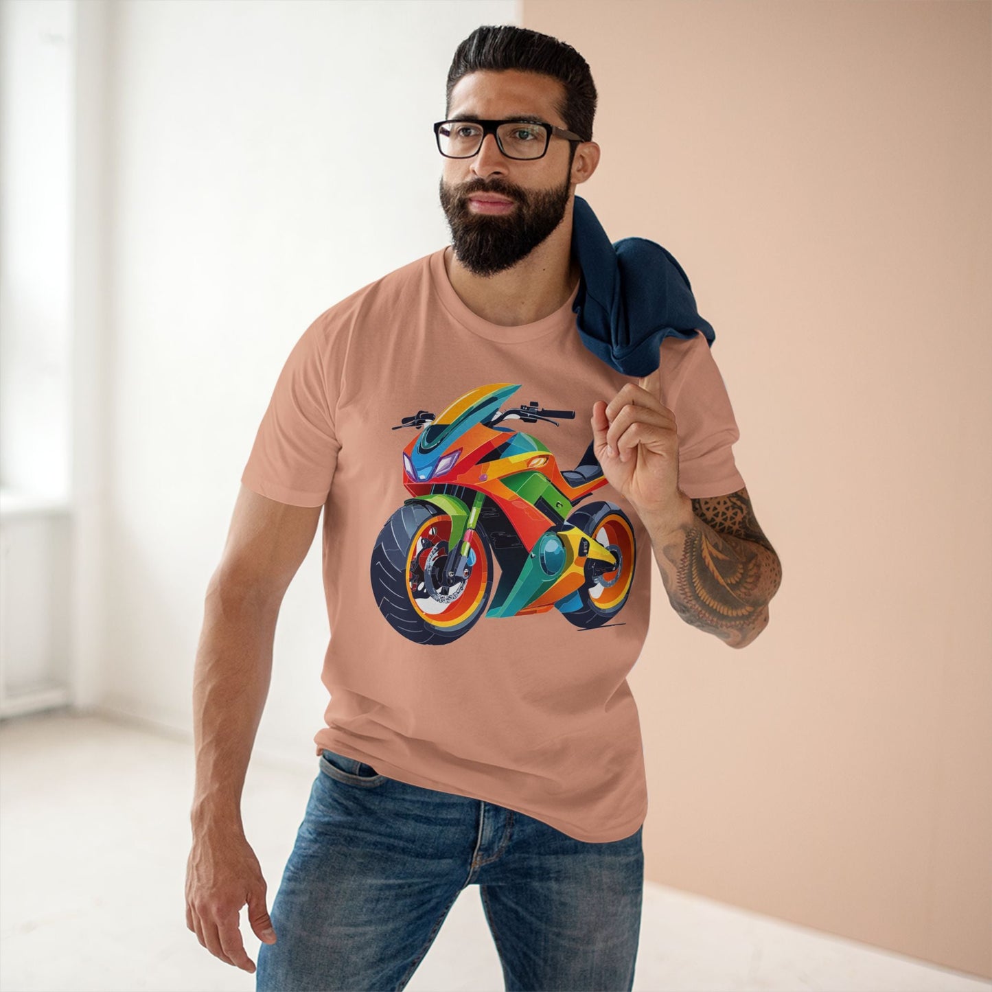 Moto Bike Graphic Unisex 100 Cotton Staple Tee 5