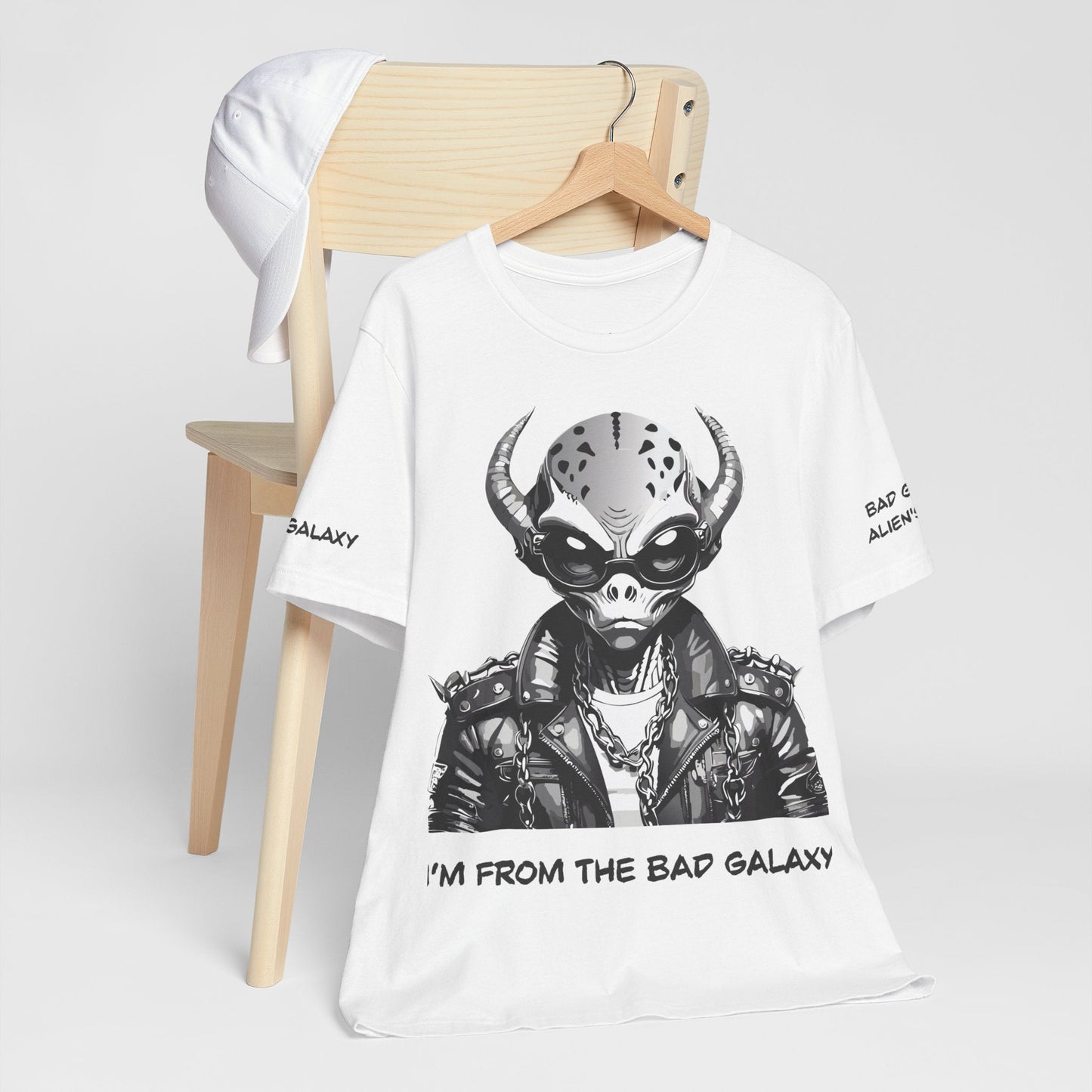 Alien Graphic Tee Shirt From Bad Galaxy Made To Order In USA 100 Percent Cotton Eco Friendly Inks