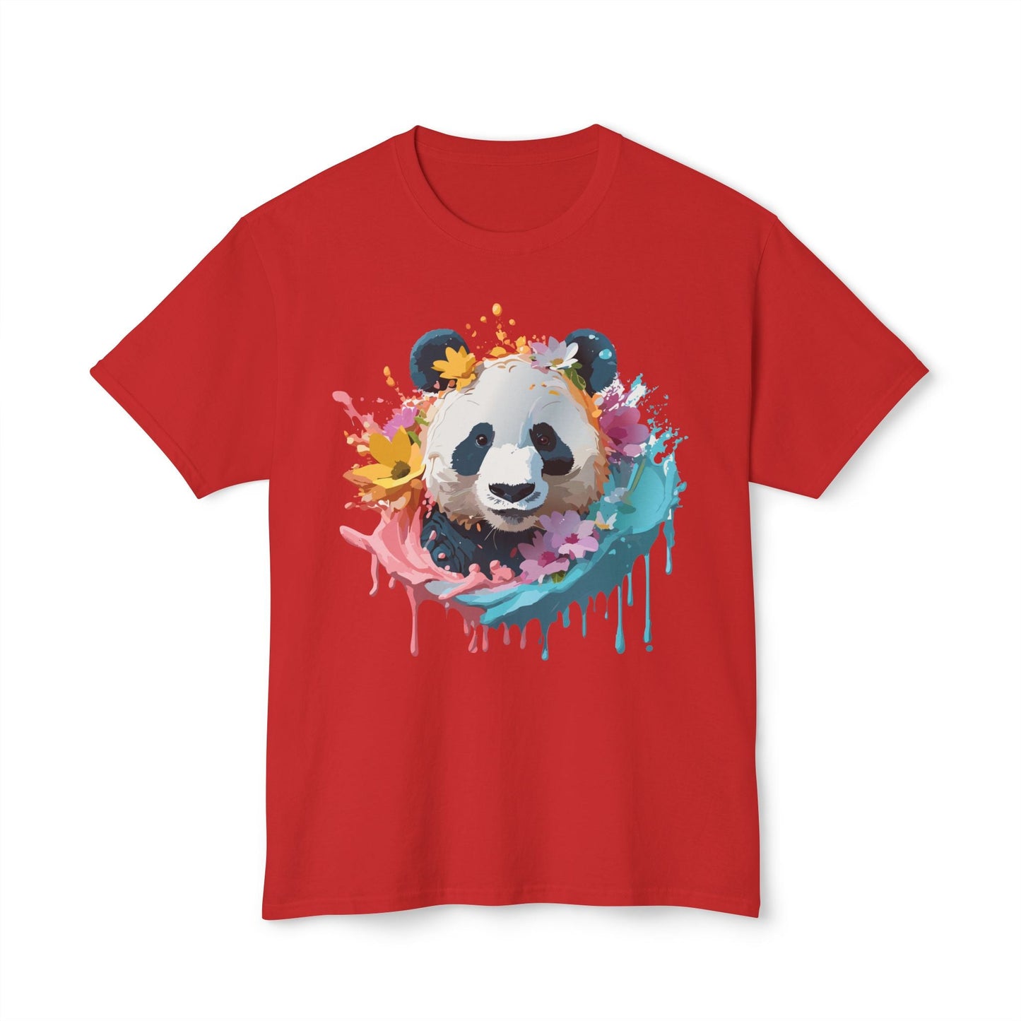 Unisex Panda T Shirt With Art Print Vintage Panda Floral Tees Panda Art Design Shirt USA Made