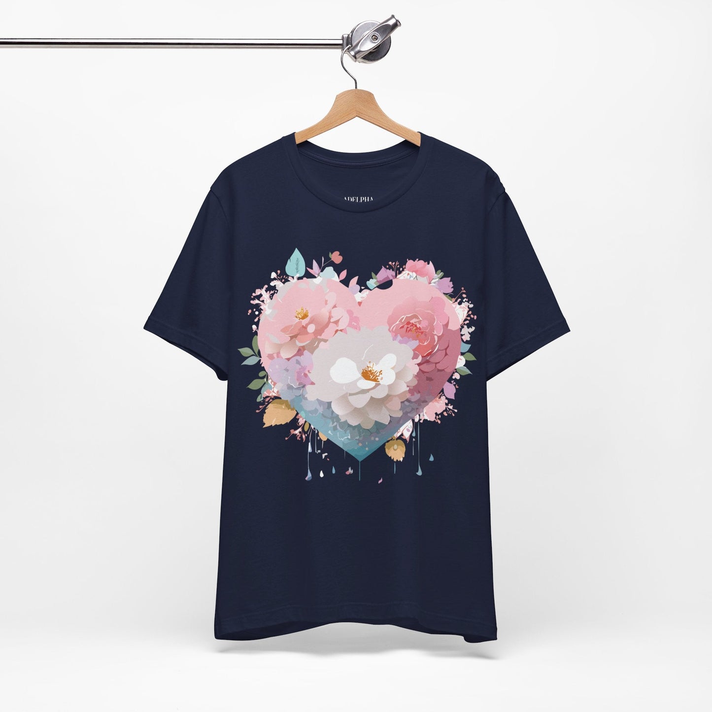Valentine Day Graphic Unisex 100 Cotton Vintage Artwork with Love and Flower Design Tee 34