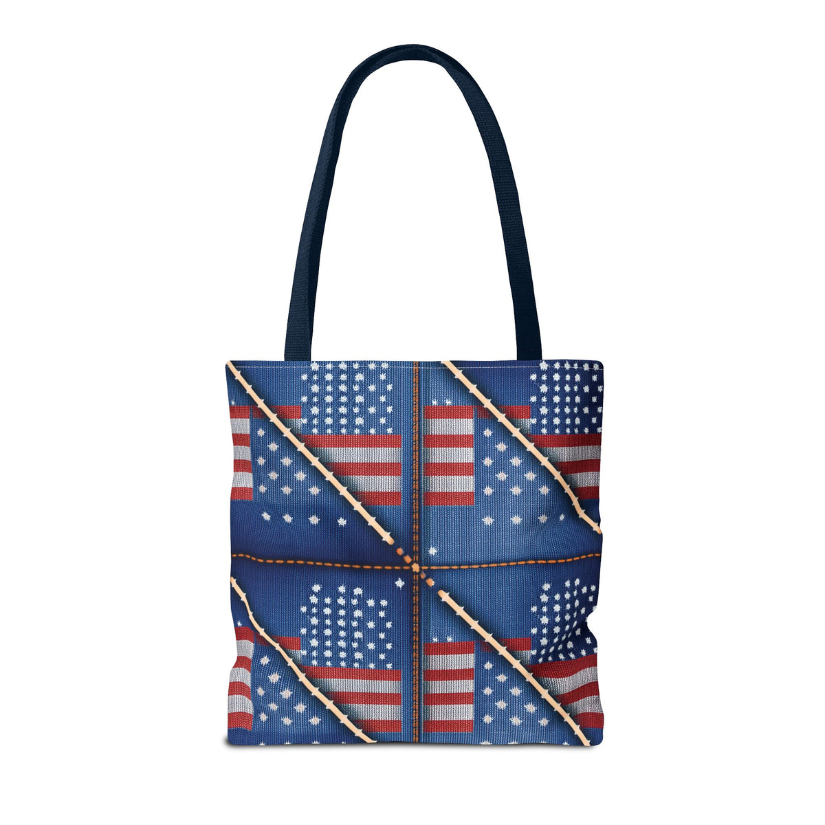 4th of July Graphic Denim Fabric Imitation Print Unisex Canvas Bag Poly Spun 3 Sizes Tote Bag 200-19