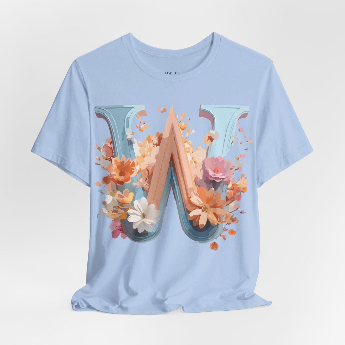 Letter W Shirt Unisex Graphic Tee Vintage Inspired Adelpha Art Design Short Sleeve