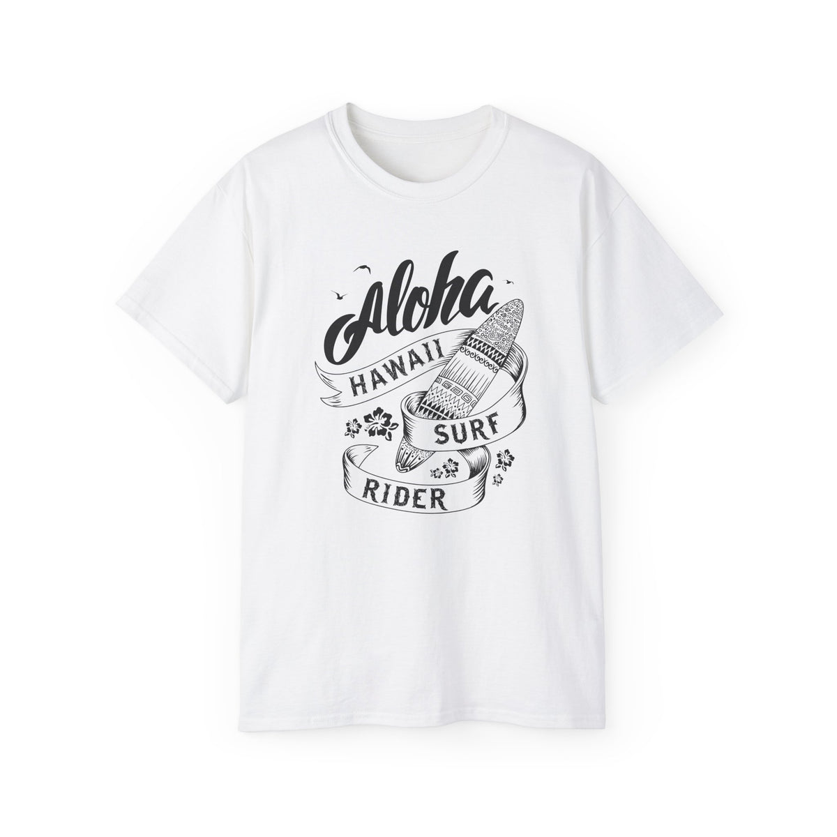 Aloha Hawaii Surf Rider Tee | Surfboard Illustration, Tropical Vibes
