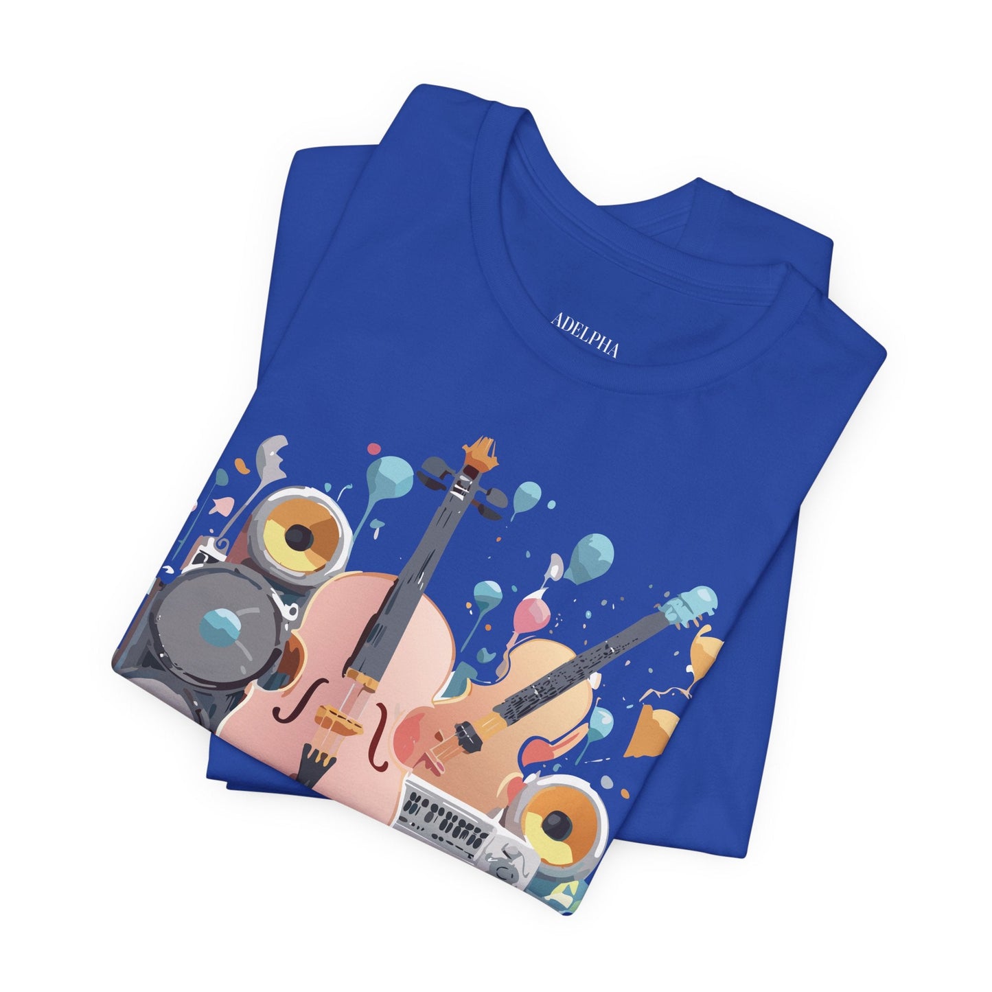 Music Graphic Unisex 100 Cotton Vintage Art with Musical Elements Tee 90