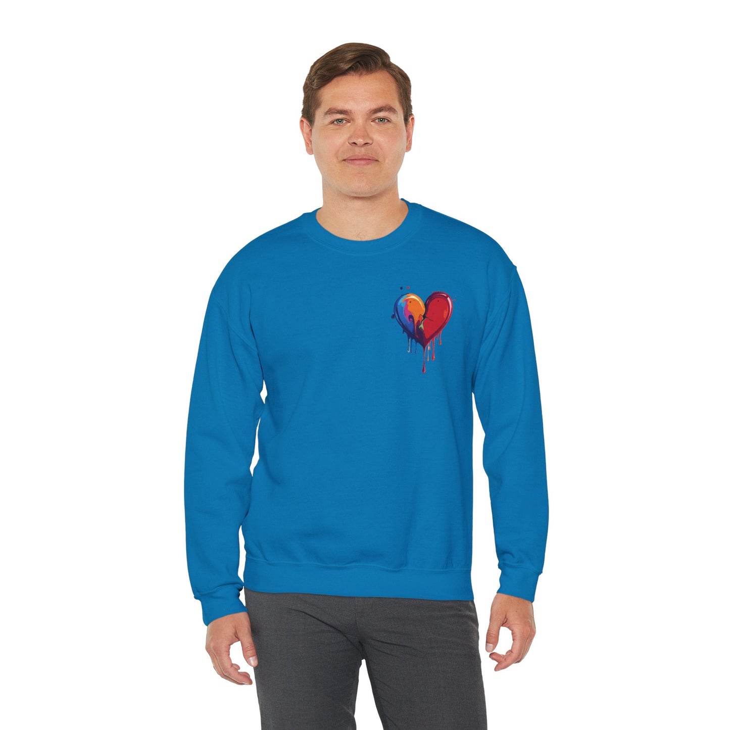 Bleeding Heart Sweatshirt Unisex Crewneck Cotton Polyester Blend Valentines Day Heart Design 117