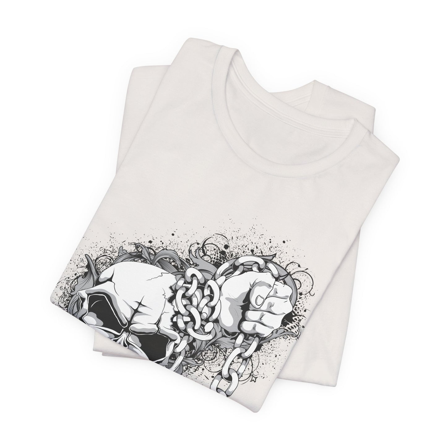 Chain Skull Graphic Design Tee, Skull Shirt, Vintage Tees, Art Design T-Shirt, Vintage Graphic Tee, Art Shirts with Skulls