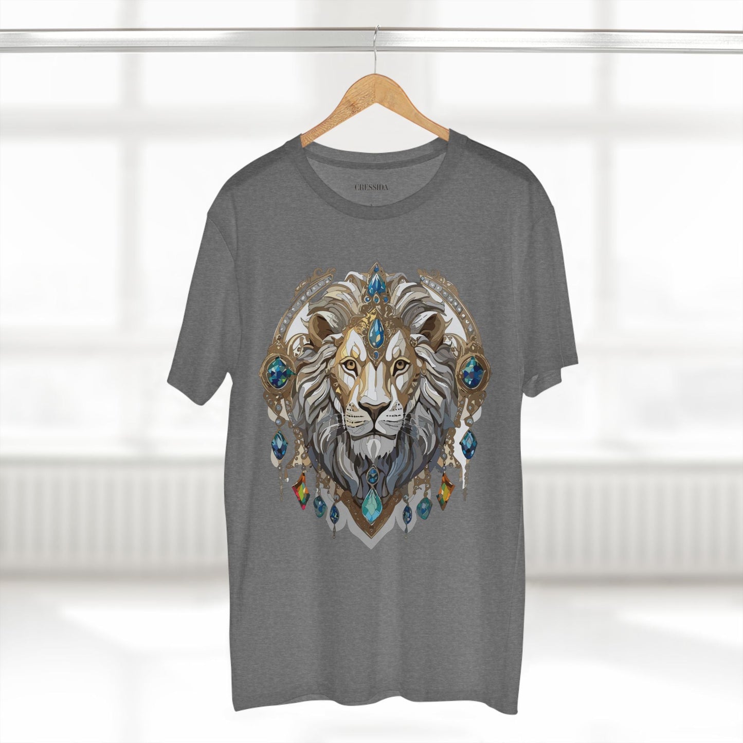 Lion Graphic Unisex 100 Cotton Tee With Unique Animal Golden Medallion Art Design 58