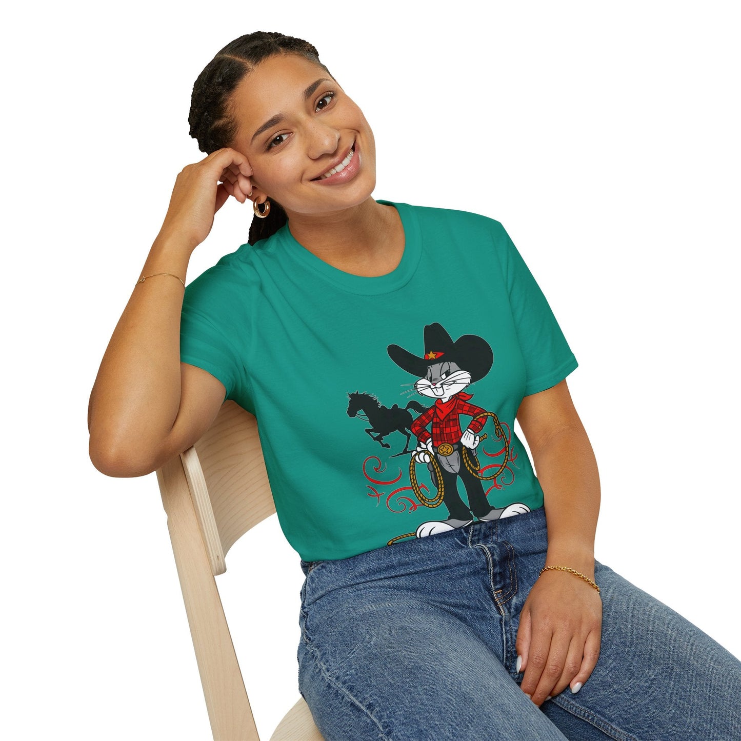 Cartoon Bunny Graphic Unisex Cotton Animal Animation Artwork Design Tee 1