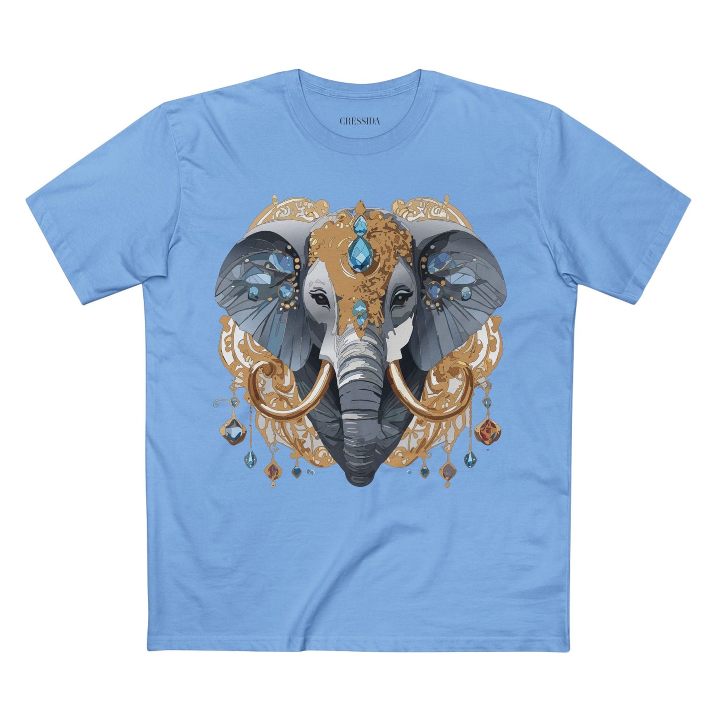 Elephant Graphic Unisex 100 Cotton Tee With Unique Animal Golden Medallion Art Design 39