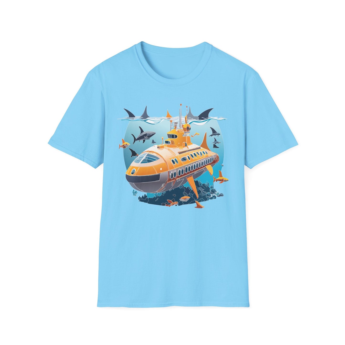 Ocean Themed Unisex Gildan Softstyle 64000 Short Sleeve T Shirt With Ocean Art Design