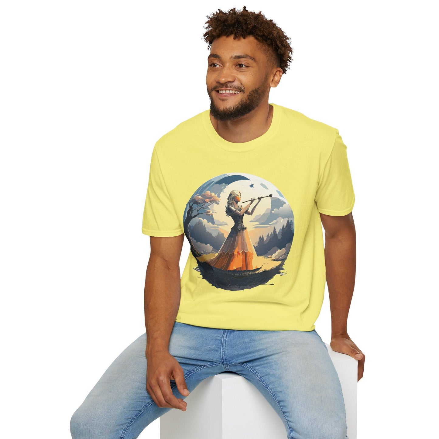 Unisex Softstyle Graphic T Shirt 100 Percent Ring Spun Cotton Art Design Tee For Women
