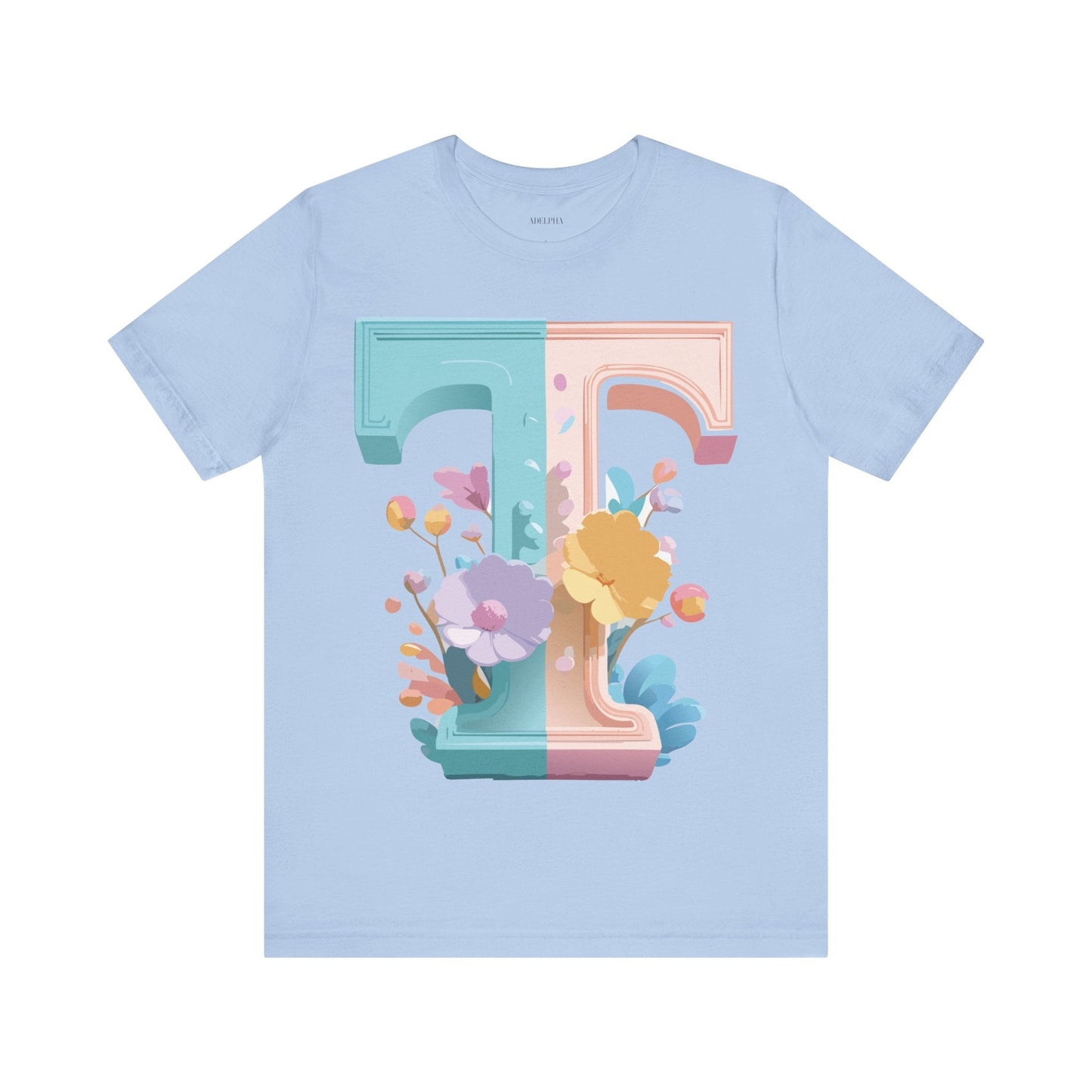 Unisex Short Sleeve Letter T Graphic Featuring Vintage Inspired Artwork